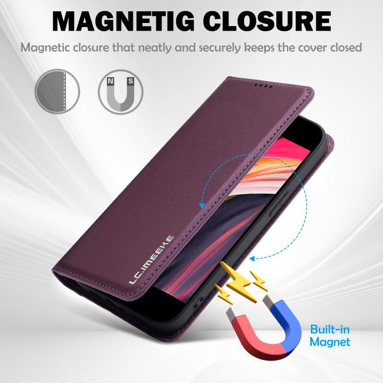 For iPhone 16e LC.IMEEKE L1 Series Frosted Fine Texture PU Phone Case(Purple) - iPhone 16e Cases by LC.IMEEKE | Online Shopping UK | buy2fix