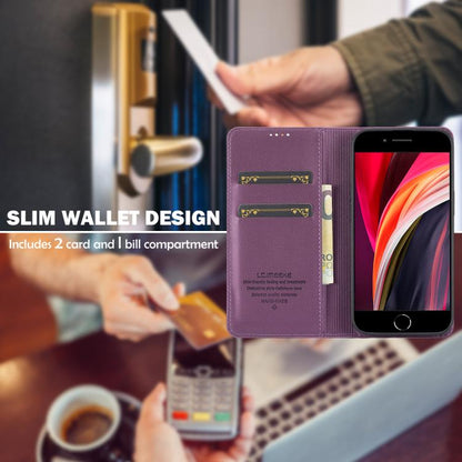 For iPhone 16e LC.IMEEKE L1 Series Frosted Fine Texture PU Phone Case(Purple) - iPhone 16e Cases by LC.IMEEKE | Online Shopping UK | buy2fix