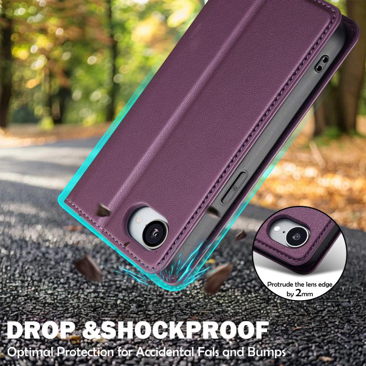 For iPhone 16e LC.IMEEKE L1 Series Frosted Fine Texture PU Phone Case(Purple) - iPhone 16e Cases by LC.IMEEKE | Online Shopping UK | buy2fix