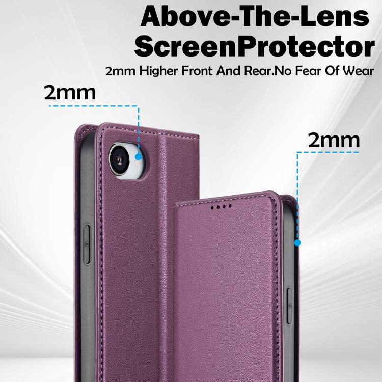For iPhone 16e LC.IMEEKE L1 Series Frosted Fine Texture PU Phone Case(Purple) - iPhone 16e Cases by LC.IMEEKE | Online Shopping UK | buy2fix