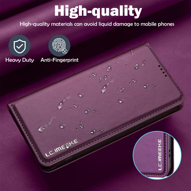 For iPhone 16e LC.IMEEKE L1 Series Frosted Fine Texture PU Phone Case(Purple) - iPhone 16e Cases by LC.IMEEKE | Online Shopping UK | buy2fix