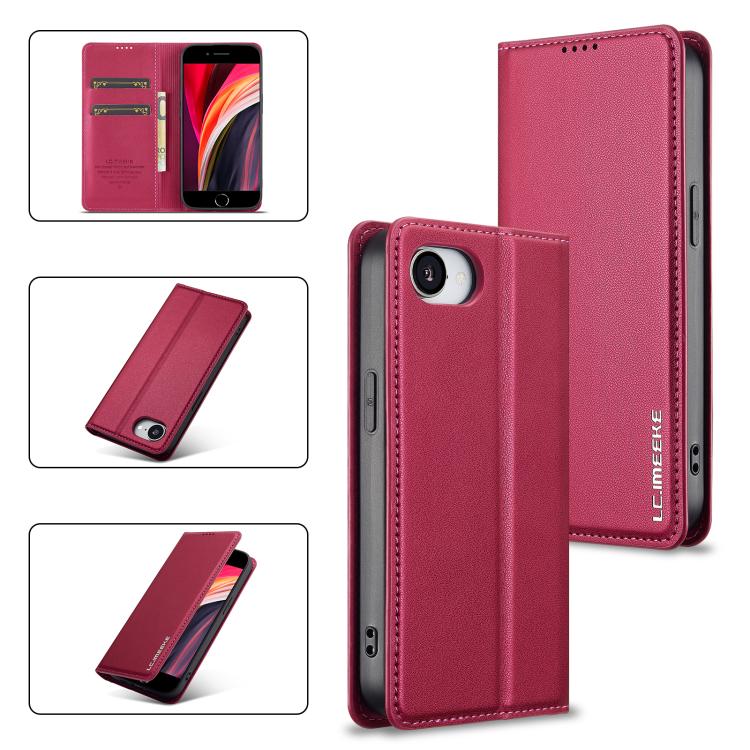 For iPhone 16e LC.IMEEKE L1 Series Frosted Fine Texture PU Phone Case(Red) - iPhone 16e Cases by LC.IMEEKE | Online Shopping UK | buy2fix