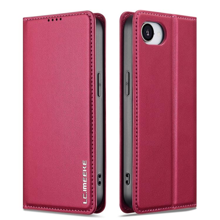 For iPhone 16e LC.IMEEKE L1 Series Frosted Fine Texture PU Phone Case(Red) - iPhone 16e Cases by LC.IMEEKE | Online Shopping UK | buy2fix