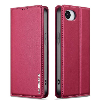 For iPhone 16e LC.IMEEKE L1 Series Frosted Fine Texture PU Phone Case(Red) - iPhone 16e Cases by LC.IMEEKE | Online Shopping UK | buy2fix