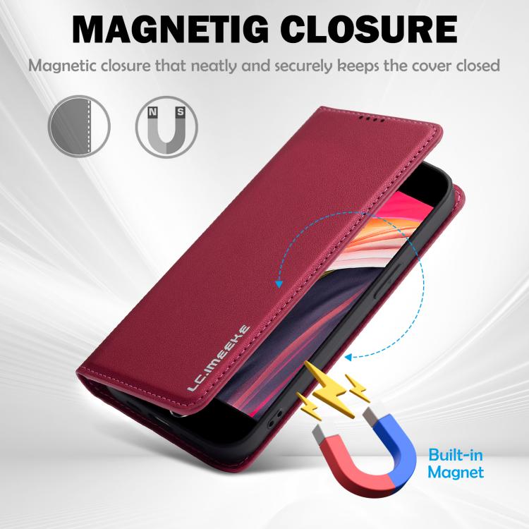 For iPhone 16e LC.IMEEKE L1 Series Frosted Fine Texture PU Phone Case(Red) - iPhone 16e Cases by LC.IMEEKE | Online Shopping UK | buy2fix