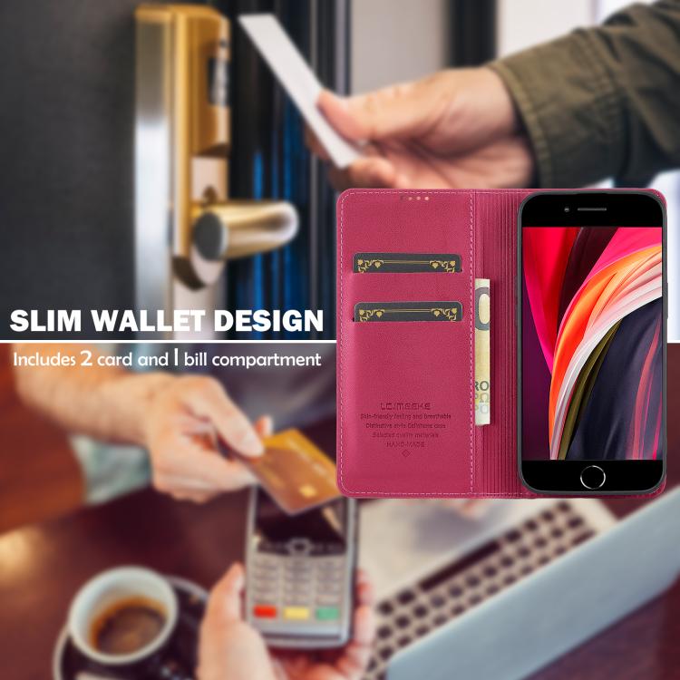 For iPhone 16e LC.IMEEKE L1 Series Frosted Fine Texture PU Phone Case(Red) - iPhone 16e Cases by LC.IMEEKE | Online Shopping UK | buy2fix