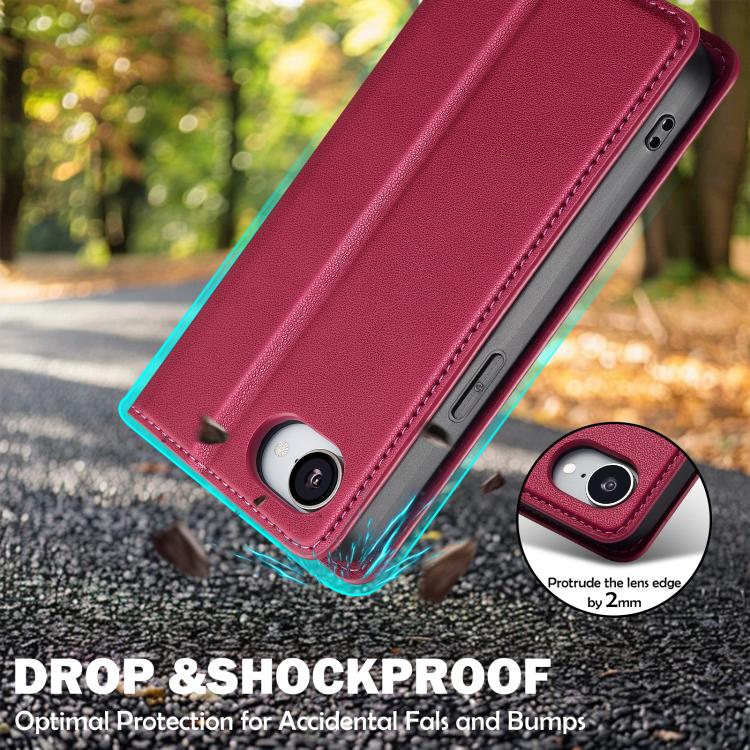 For iPhone 16e LC.IMEEKE L1 Series Frosted Fine Texture PU Phone Case(Red) - iPhone 16e Cases by LC.IMEEKE | Online Shopping UK | buy2fix