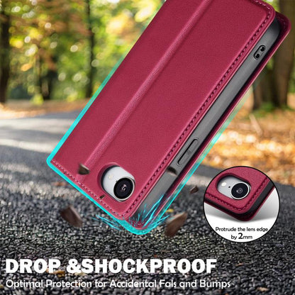 For iPhone 16e LC.IMEEKE L1 Series Frosted Fine Texture PU Phone Case(Red) - iPhone 16e Cases by LC.IMEEKE | Online Shopping UK | buy2fix