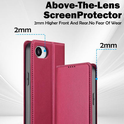 For iPhone 16e LC.IMEEKE L1 Series Frosted Fine Texture PU Phone Case(Red) - iPhone 16e Cases by LC.IMEEKE | Online Shopping UK | buy2fix
