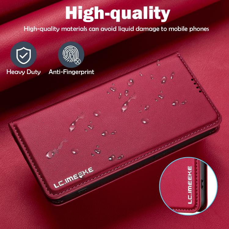 For iPhone 16e LC.IMEEKE L1 Series Frosted Fine Texture PU Phone Case(Red) - iPhone 16e Cases by LC.IMEEKE | Online Shopping UK | buy2fix