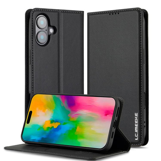 For iPhone 17 LC.IMEEKE L1 Series Frosted Fine Texture PU Phone Case(Black)