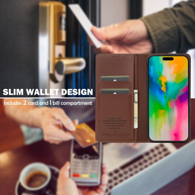 For iPhone 17 LC.IMEEKE L1 Series Frosted Fine Texture PU Phone Case(Brown) - iPhone 17 Cases by LC.IMEEKE | Online Shopping UK | buy2fix