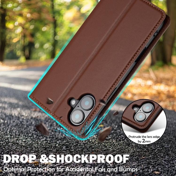 For iPhone 17 LC.IMEEKE L1 Series Frosted Fine Texture PU Phone Case(Brown) - iPhone 17 Cases by LC.IMEEKE | Online Shopping UK | buy2fix