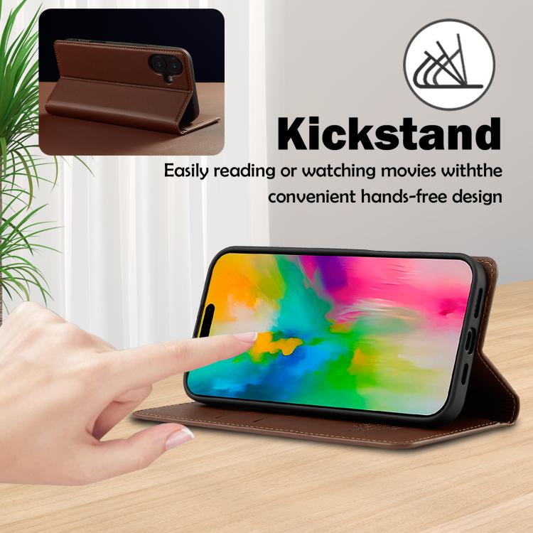 For iPhone 17 LC.IMEEKE L1 Series Frosted Fine Texture PU Phone Case(Brown) - iPhone 17 Cases by LC.IMEEKE | Online Shopping UK | buy2fix