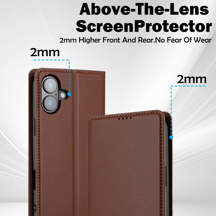 For iPhone 17 LC.IMEEKE L1 Series Frosted Fine Texture PU Phone Case(Brown) - iPhone 17 Cases by LC.IMEEKE | Online Shopping UK | buy2fix