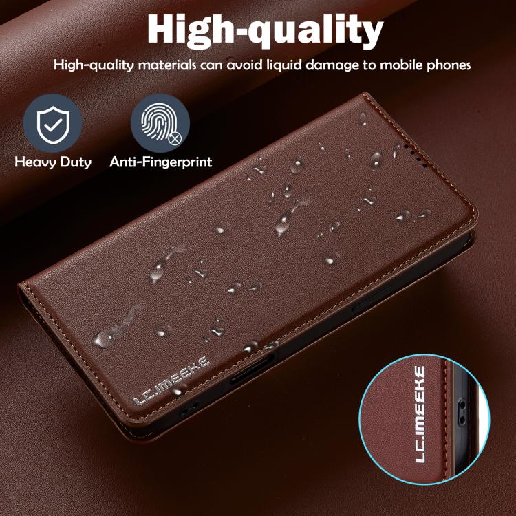 For iPhone 17 LC.IMEEKE L1 Series Frosted Fine Texture PU Phone Case(Brown) - iPhone 17 Cases by LC.IMEEKE | Online Shopping UK | buy2fix