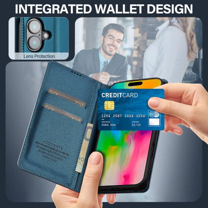 For iPhone 17 LC.IMEEKE L1 Series Frosted Fine Texture PU Phone Case(Blue) - iPhone 17 Cases by LC.IMEEKE | Online Shopping UK | buy2fix