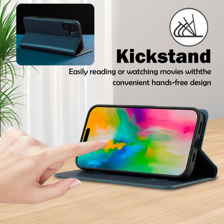 For iPhone 17 LC.IMEEKE L1 Series Frosted Fine Texture PU Phone Case(Blue) - iPhone 17 Cases by LC.IMEEKE | Online Shopping UK | buy2fix