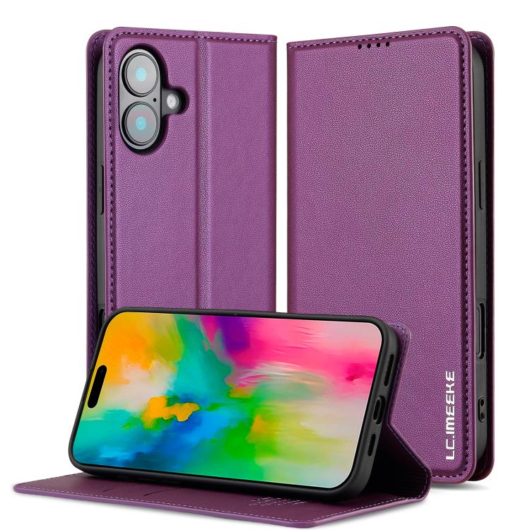 For iPhone 17 LC.IMEEKE L1 Series Frosted Fine Texture PU Phone Case(Purple) - iPhone 17 Cases by LC.IMEEKE | Online Shopping UK | buy2fix