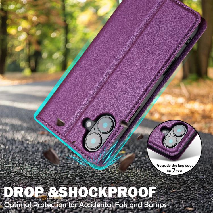 For iPhone 17 LC.IMEEKE L1 Series Frosted Fine Texture PU Phone Case(Purple) - iPhone 17 Cases by LC.IMEEKE | Online Shopping UK | buy2fix