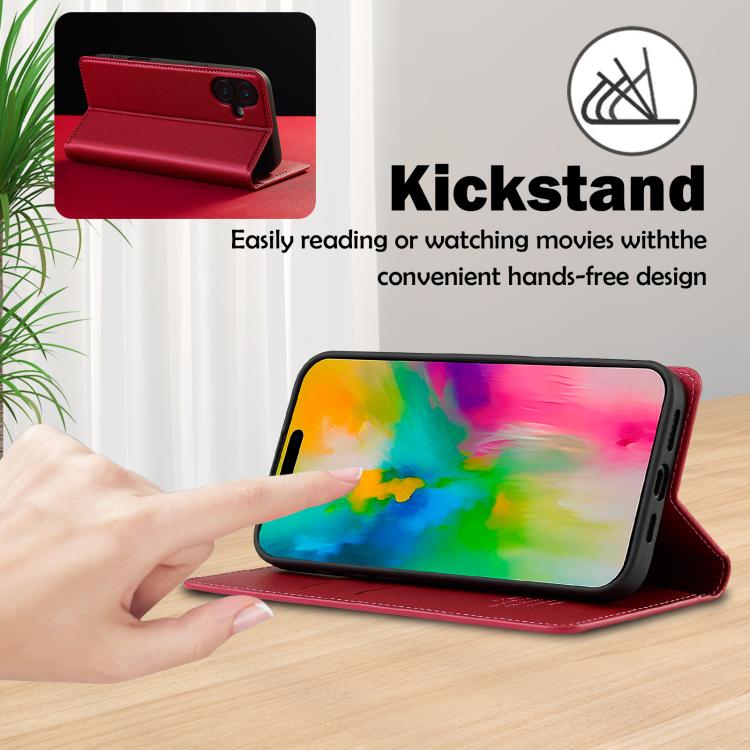 For iPhone 17 LC.IMEEKE L1 Series Frosted Fine Texture PU Phone Case(Red) - iPhone 17 Cases by LC.IMEEKE | Online Shopping UK | buy2fix