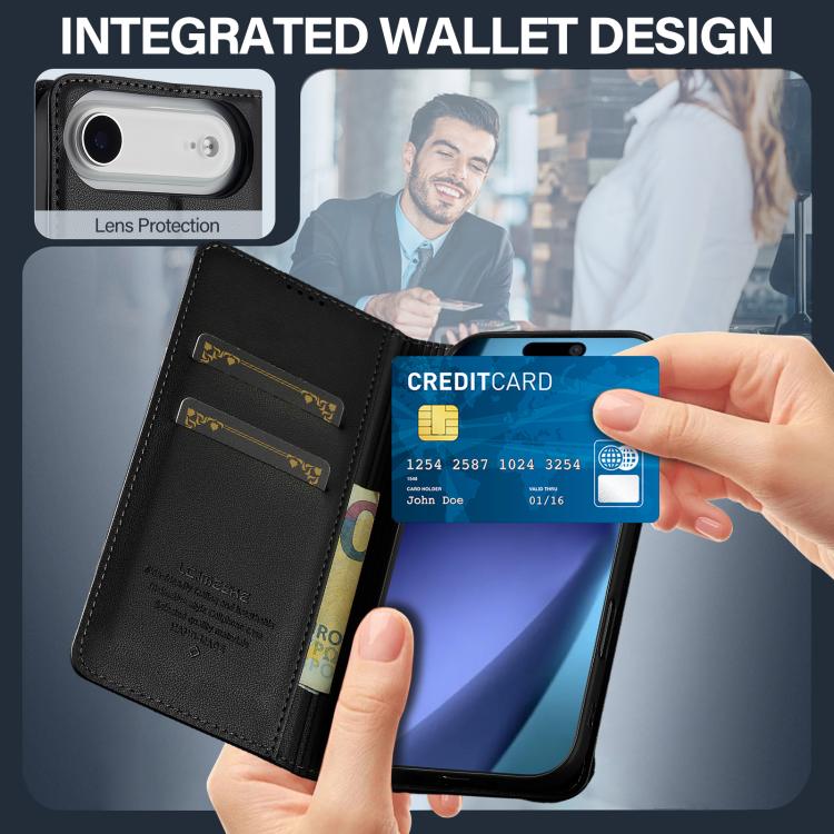 For iPhone 17 Air LC.IMEEKE L1 Series Frosted Fine Texture PU Phone Case(Black) - iPhone 17 Air Cases by LC.IMEEKE | Online Shopping UK | buy2fix