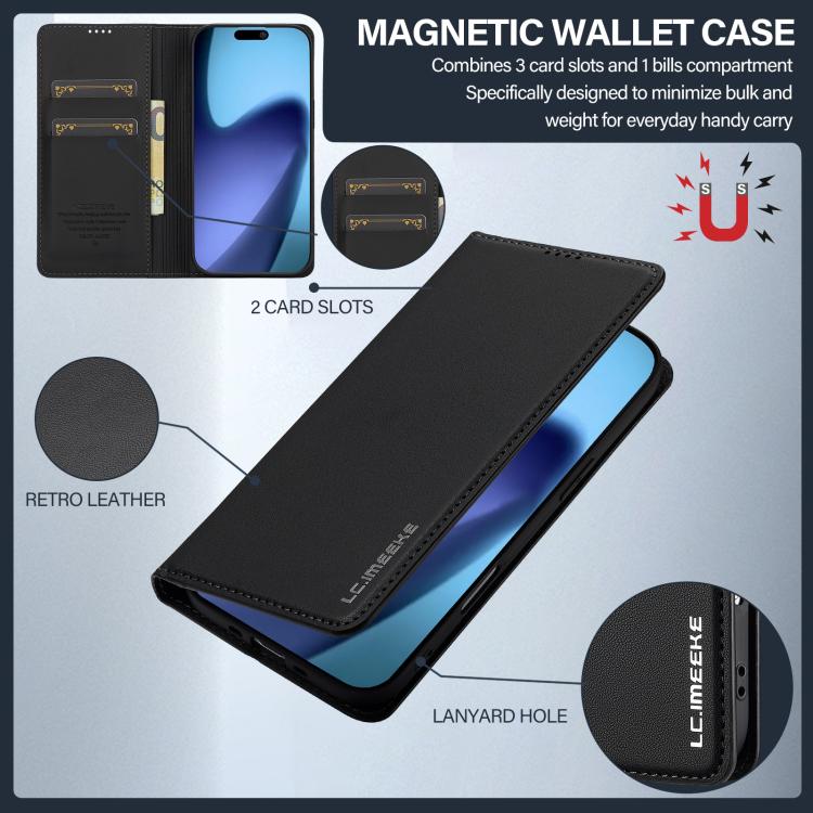 For iPhone 17 Air LC.IMEEKE L1 Series Frosted Fine Texture PU Phone Case(Black) - iPhone 17 Air Cases by LC.IMEEKE | Online Shopping UK | buy2fix