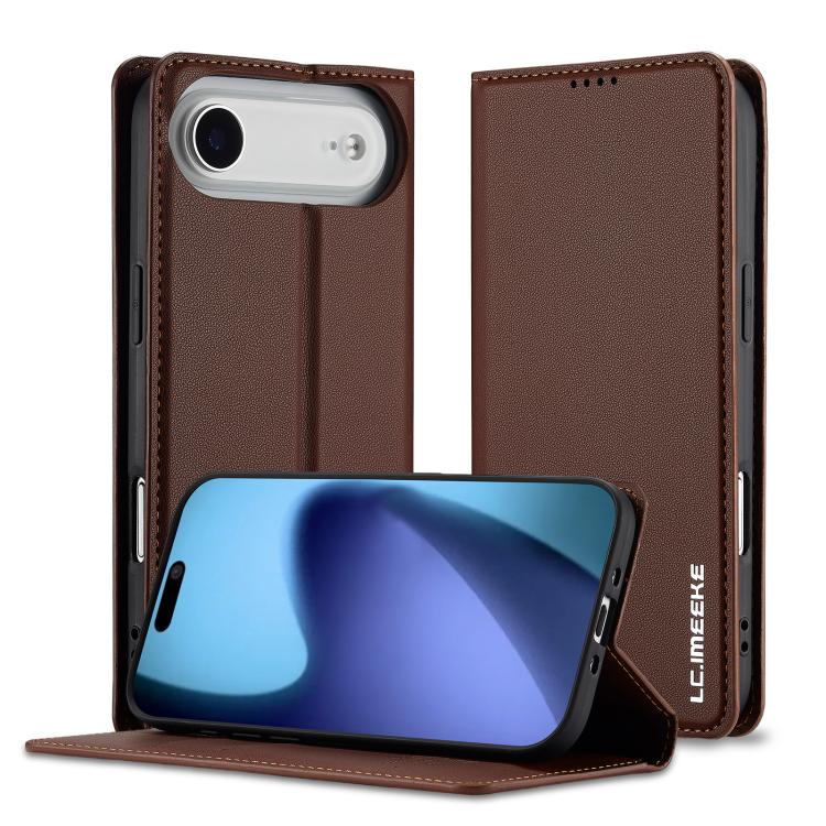 For iPhone 17 Air LC.IMEEKE L1 Series Frosted Fine Texture PU Phone Case(Brown) - iPhone 17 Air Cases by LC.IMEEKE | Online Shopping UK | buy2fix