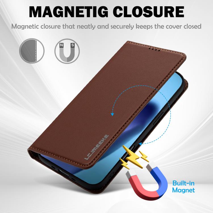 For iPhone 17 Air LC.IMEEKE L1 Series Frosted Fine Texture PU Phone Case(Brown) - iPhone 17 Air Cases by LC.IMEEKE | Online Shopping UK | buy2fix