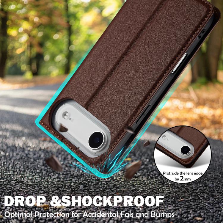 For iPhone 17 Air LC.IMEEKE L1 Series Frosted Fine Texture PU Phone Case(Brown) - iPhone 17 Air Cases by LC.IMEEKE | Online Shopping UK | buy2fix