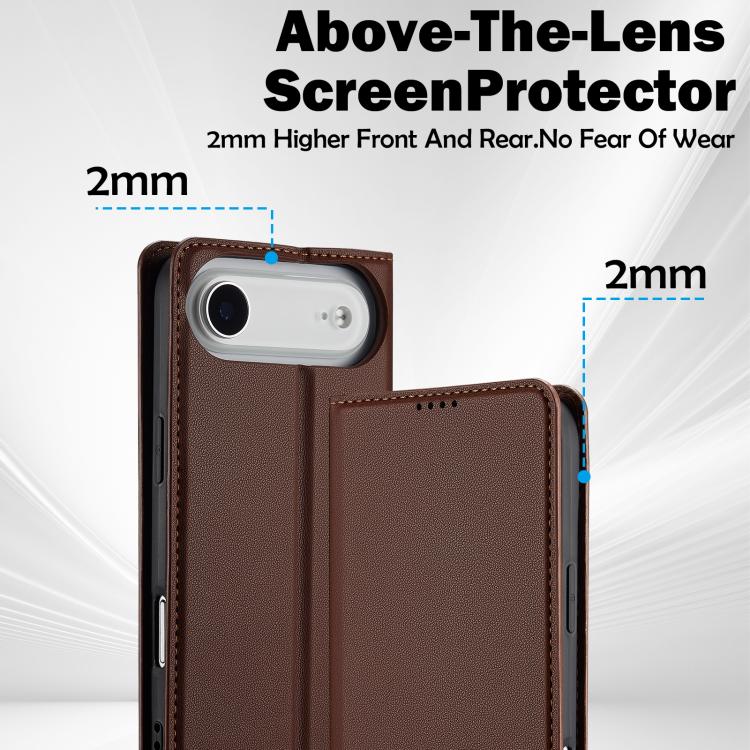 For iPhone 17 Air LC.IMEEKE L1 Series Frosted Fine Texture PU Phone Case(Brown) - iPhone 17 Air Cases by LC.IMEEKE | Online Shopping UK | buy2fix