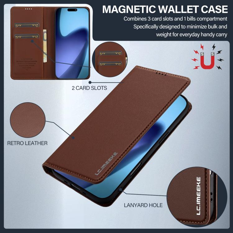 For iPhone 17 Air LC.IMEEKE L1 Series Frosted Fine Texture PU Phone Case(Brown) - iPhone 17 Air Cases by LC.IMEEKE | Online Shopping UK | buy2fix