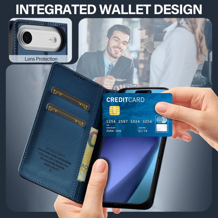 For iPhone Air LC.IMEEKE L1 Series Frosted Fine Texture PU Phone Case(Blue) - iPhone Air Cases by LC.IMEEKE | Online Shopping UK | buy2fix