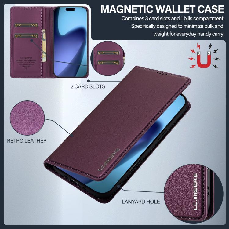 For iPhone Air LC.IMEEKE L1 Series Frosted Fine Texture PU Phone Case(Purple) - iPhone Air Cases by LC.IMEEKE | Online Shopping UK | buy2fix