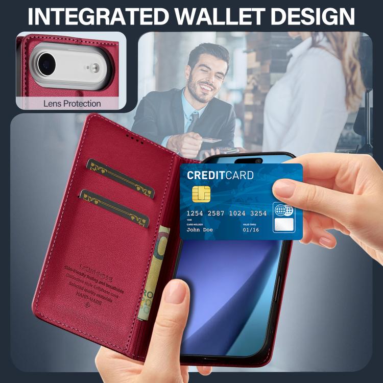 For iPhone Air LC.IMEEKE L1 Series Frosted Fine Texture PU Phone Case(Red) - iPhone Air Cases by LC.IMEEKE | Online Shopping UK | buy2fix