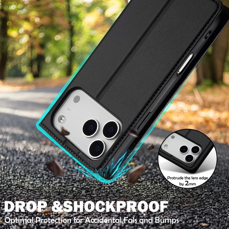 For iPhone 17 Pro LC.IMEEKE L1 Series Frosted Fine Texture PU Phone Case(Black) - iPhone 17 Pro Cases by LC.IMEEKE | Online Shopping UK | buy2fix