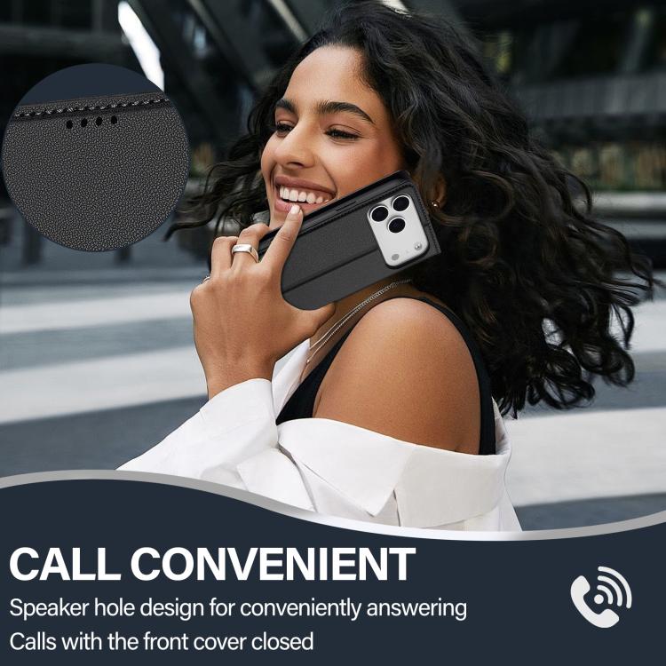 For iPhone 17 Pro LC.IMEEKE L1 Series Frosted Fine Texture PU Phone Case(Black) - iPhone 17 Pro Cases by LC.IMEEKE | Online Shopping UK | buy2fix