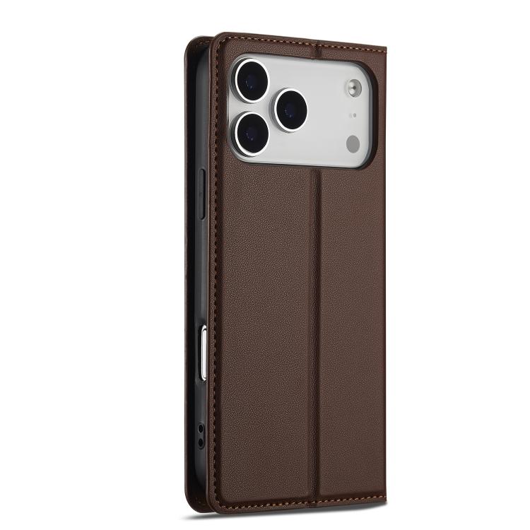 For iPhone 17 Pro LC.IMEEKE L1 Series Frosted Fine Texture PU Phone Case(Brown) - iPhone 17 Pro Cases by LC.IMEEKE | Online Shopping UK | buy2fix