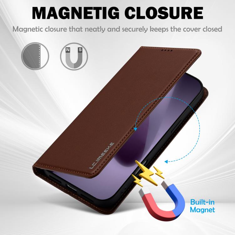 For iPhone 17 Pro LC.IMEEKE L1 Series Frosted Fine Texture PU Phone Case(Brown) - iPhone 17 Pro Cases by LC.IMEEKE | Online Shopping UK | buy2fix