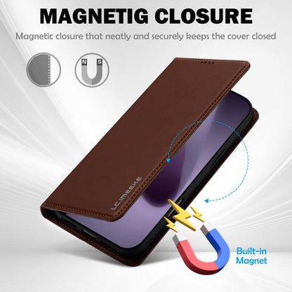 For iPhone 17 Pro LC.IMEEKE L1 Series Frosted Fine Texture PU Phone Case(Brown) - iPhone 17 Pro Cases by LC.IMEEKE | Online Shopping UK | buy2fix