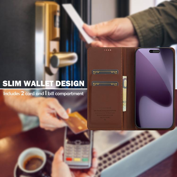 For iPhone 17 Pro LC.IMEEKE L1 Series Frosted Fine Texture PU Phone Case(Brown) - iPhone 17 Pro Cases by LC.IMEEKE | Online Shopping UK | buy2fix