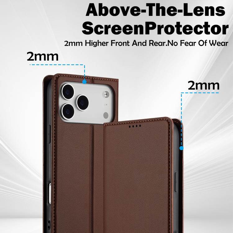 For iPhone 17 Pro LC.IMEEKE L1 Series Frosted Fine Texture PU Phone Case(Brown) - iPhone 17 Pro Cases by LC.IMEEKE | Online Shopping UK | buy2fix