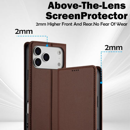 For iPhone 17 Pro LC.IMEEKE L1 Series Frosted Fine Texture PU Phone Case(Brown) - iPhone 17 Pro Cases by LC.IMEEKE | Online Shopping UK | buy2fix