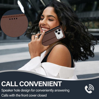 For iPhone 17 Pro LC.IMEEKE L1 Series Frosted Fine Texture PU Phone Case(Brown) - iPhone 17 Pro Cases by LC.IMEEKE | Online Shopping UK | buy2fix