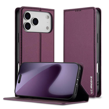 For iPhone 17 Pro LC.IMEEKE L1 Series Frosted Fine Texture PU Phone Case(Purple) - iPhone 17 Pro Cases by LC.IMEEKE | Online Shopping UK | buy2fix