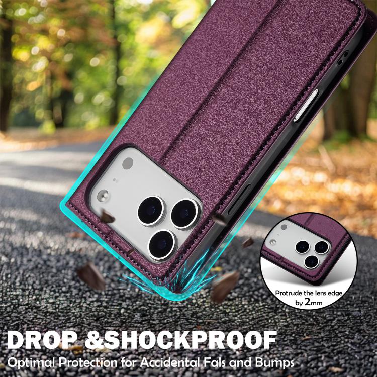 For iPhone 17 Pro LC.IMEEKE L1 Series Frosted Fine Texture PU Phone Case(Purple) - iPhone 17 Pro Cases by LC.IMEEKE | Online Shopping UK | buy2fix