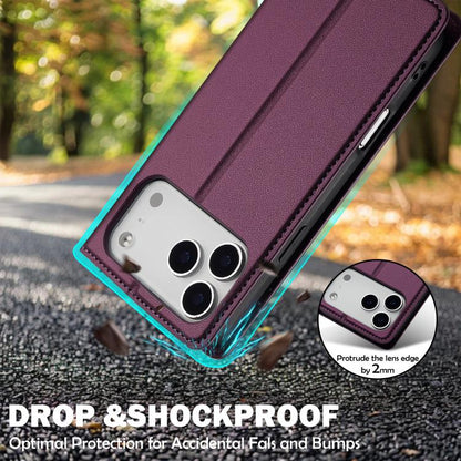 For iPhone 17 Pro LC.IMEEKE L1 Series Frosted Fine Texture PU Phone Case(Purple) - iPhone 17 Pro Cases by LC.IMEEKE | Online Shopping UK | buy2fix