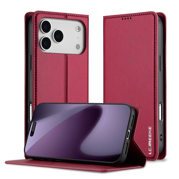 For iPhone 17 Pro LC.IMEEKE L1 Series Frosted Fine Texture PU Phone Case(Red) - iPhone 17 Pro Cases by LC.IMEEKE | Online Shopping UK | buy2fix