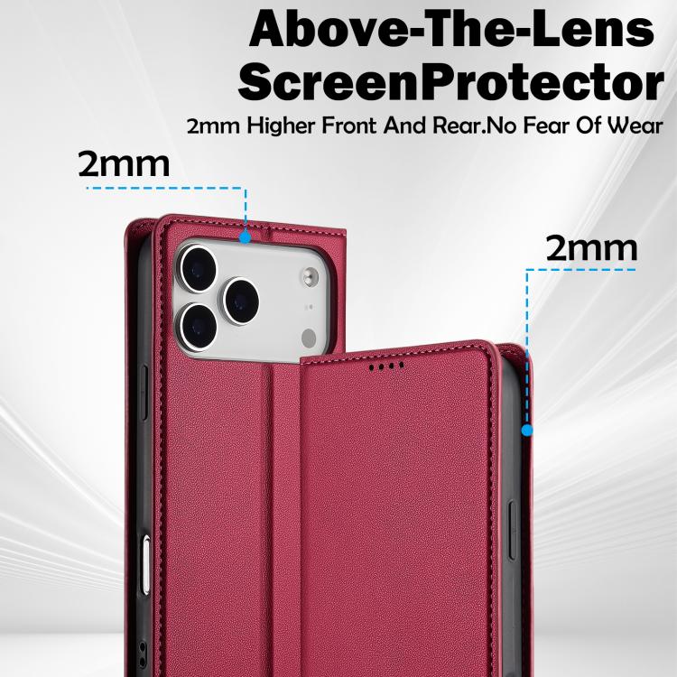 For iPhone 17 Pro LC.IMEEKE L1 Series Frosted Fine Texture PU Phone Case(Red) - iPhone 17 Pro Cases by LC.IMEEKE | Online Shopping UK | buy2fix
