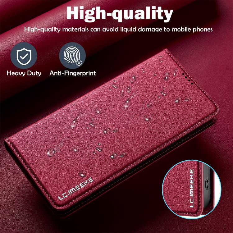 For iPhone 17 Pro LC.IMEEKE L1 Series Frosted Fine Texture PU Phone Case(Red) - iPhone 17 Pro Cases by LC.IMEEKE | Online Shopping UK | buy2fix